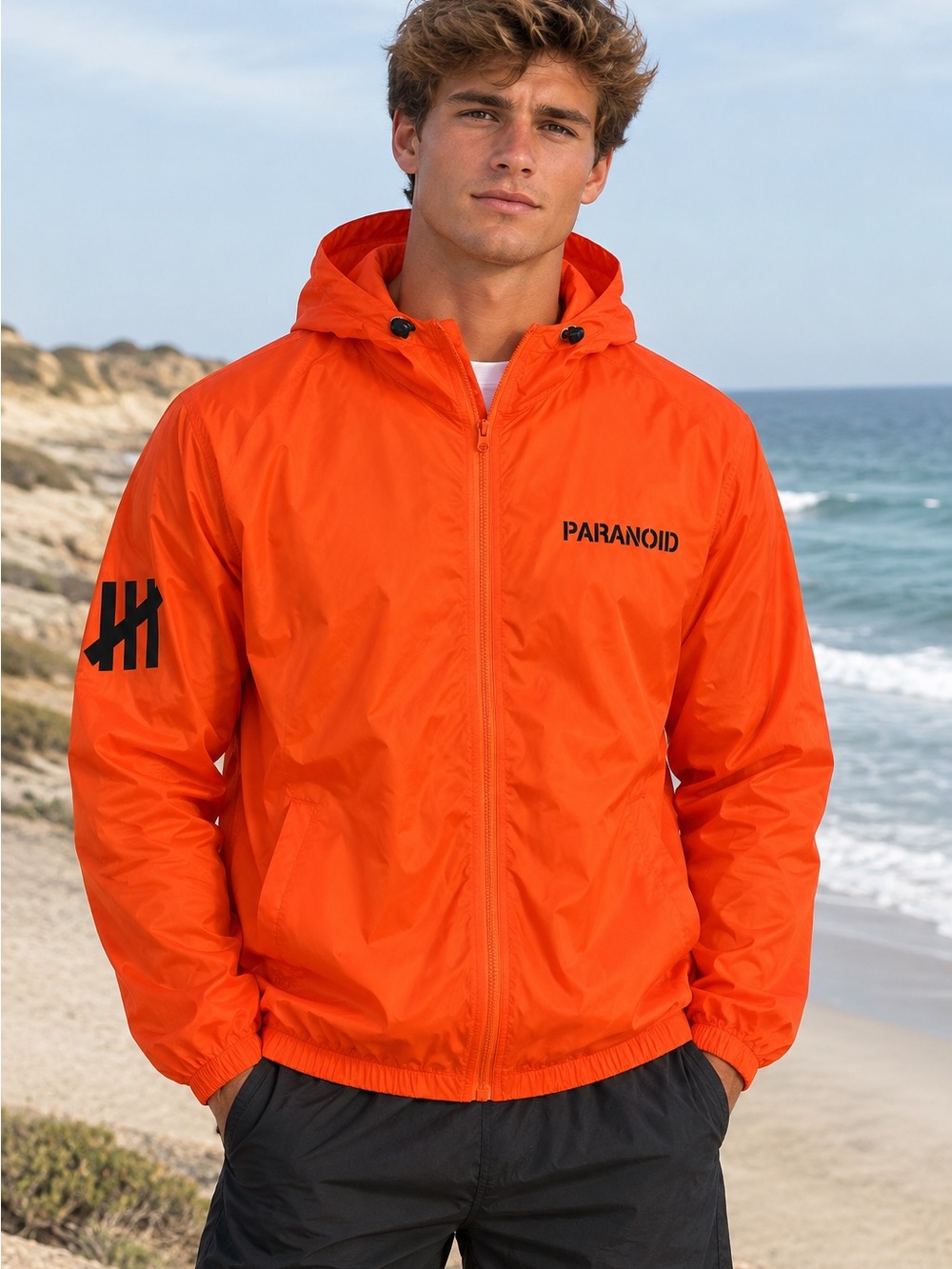 NWT Anti Social Mens Orange Streetwear Windbreaker Jacket M/L